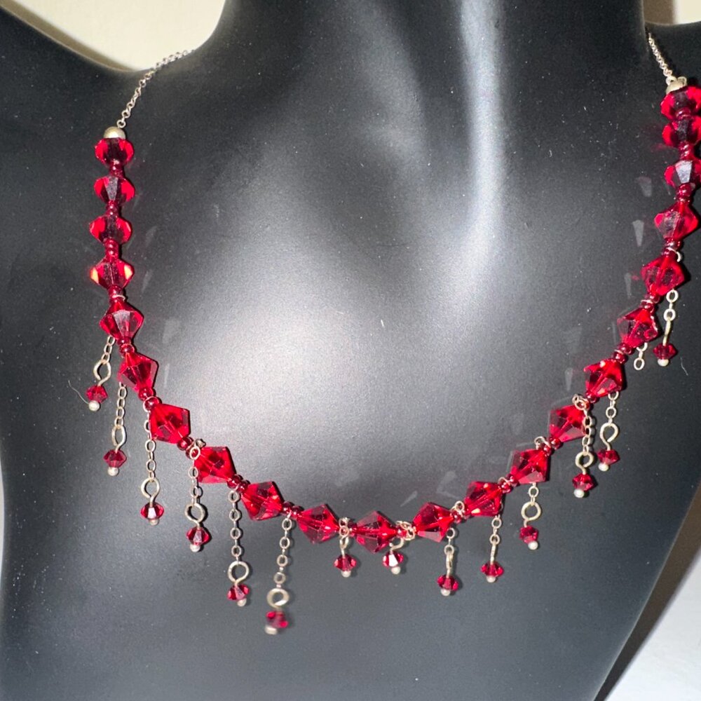 Red Swarvoski Choker & Multi-Earring Set